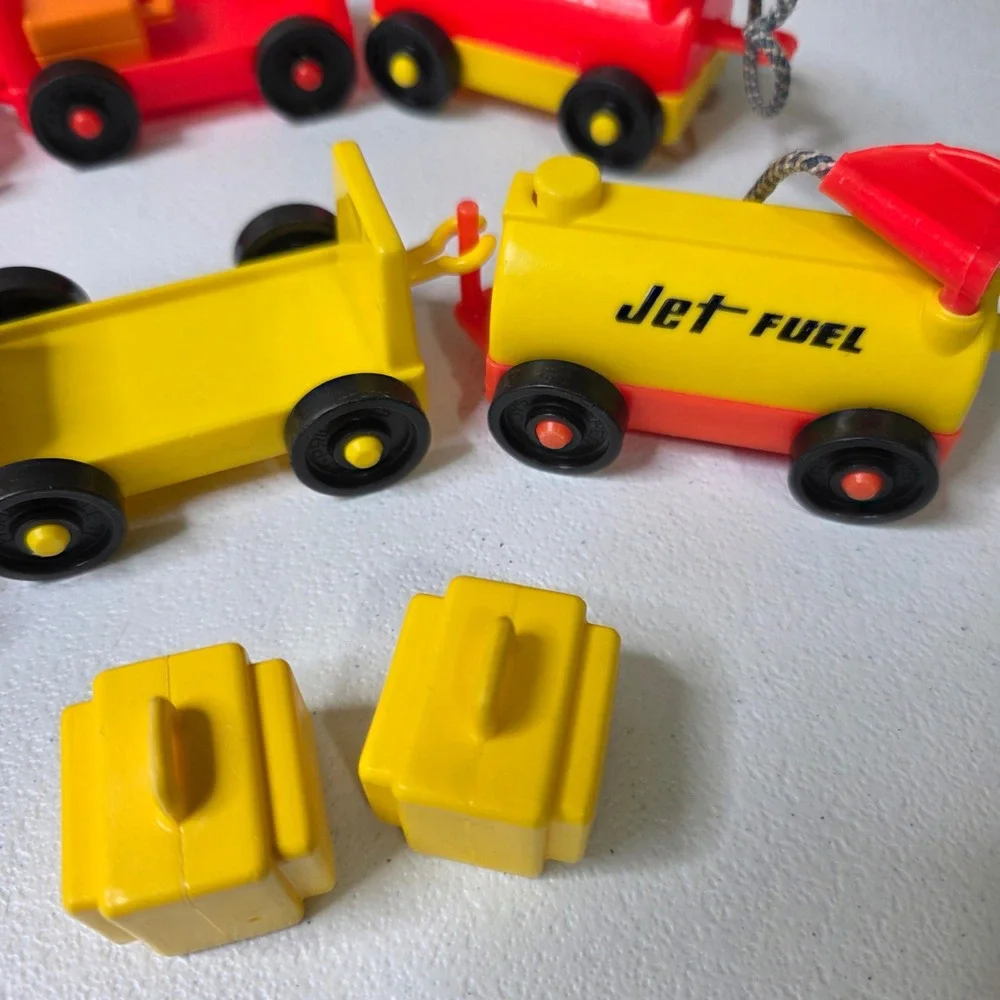 Vintage Fisher Price Jet Fuel Airport Ground Crew Vehicles Luggage 2 Sets